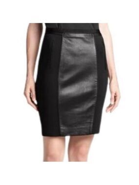 TED BAKER LONDON Black Faux Leather Panel Pencil Skirt Size 6 US
